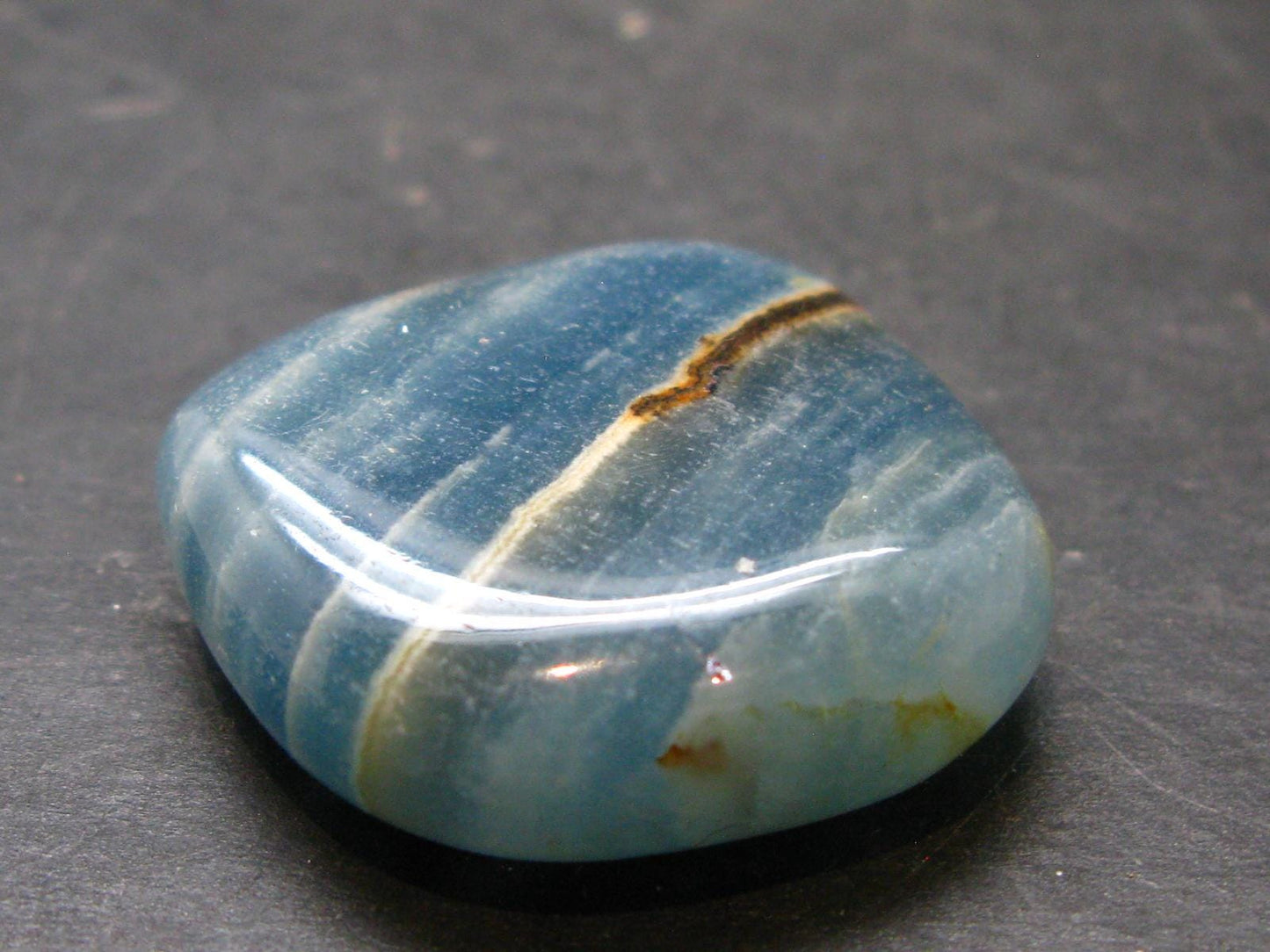 Nice Lemurian Aquatine Blue Calcite Tumbled From Argentina - 1.1" - 16.69 Grams