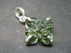 Gem Moldavite Tektite SS Pendant Four Leaf Clover From Czech Republic - 1.2" - 3.71 Grams