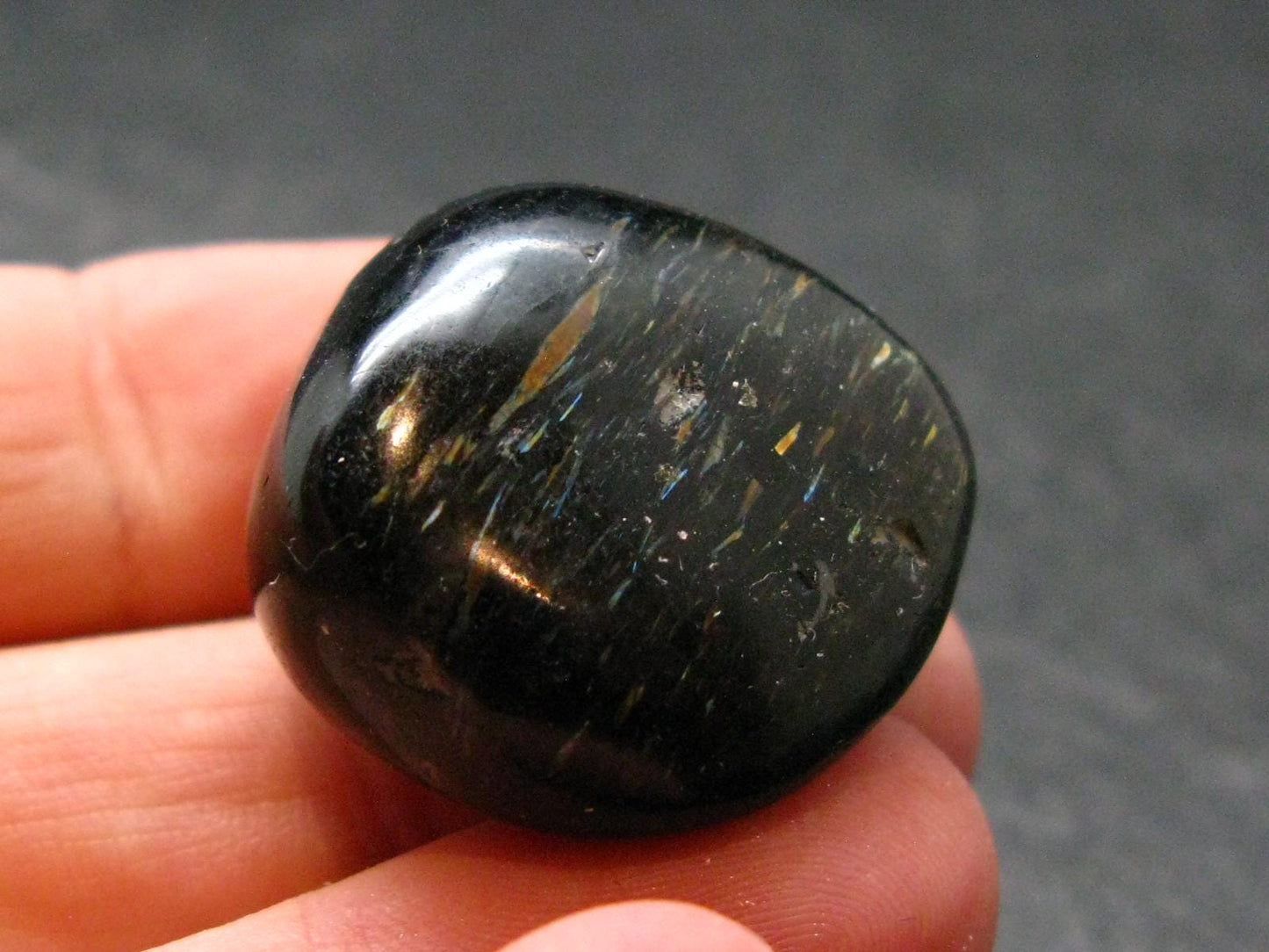 Rare Nuumite Nuummite Tumbled Stone From Greenland - 15.63 Grams - 0.9"