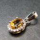Yellow Citrine Gem Facetted Sterling Silver Pendant From Brazil With CZ - 0.7" - 1.20 Grams