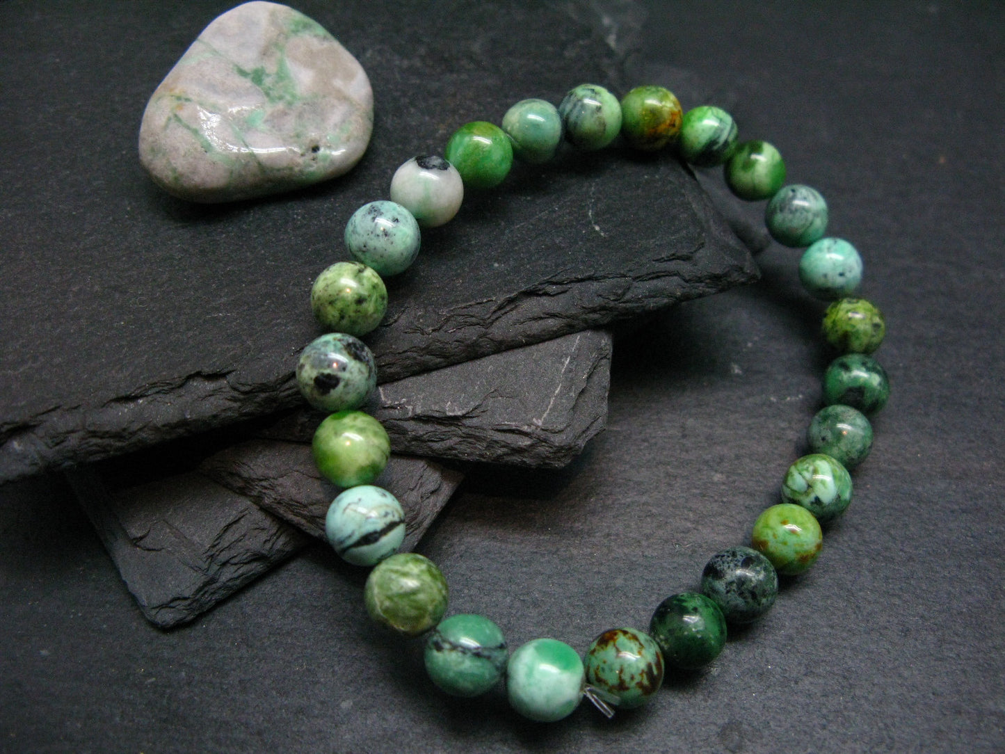 Variscite Genuine Untreated Bracelet ~ 7 Inches ~ 8mm Round Beads