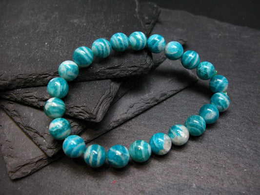 Russian Amazonite Genuine Bracelet ~ 7 Inches ~ 9mm Round Beads