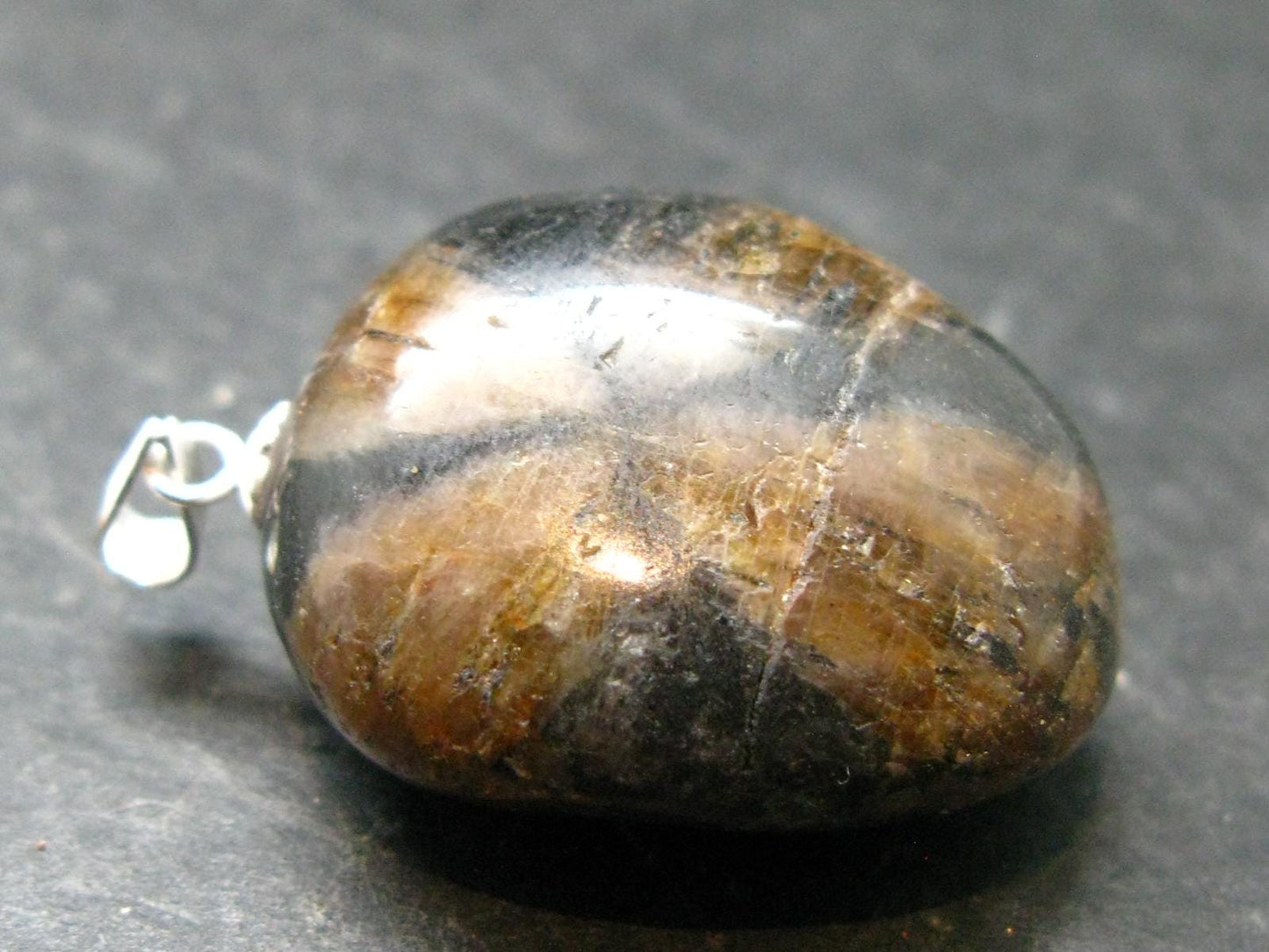 Perfect Cross-Shaped Andalusite (Variety of Chiastolite) Polished Silver Pendant from China - 1.3" - 12.18 Grams