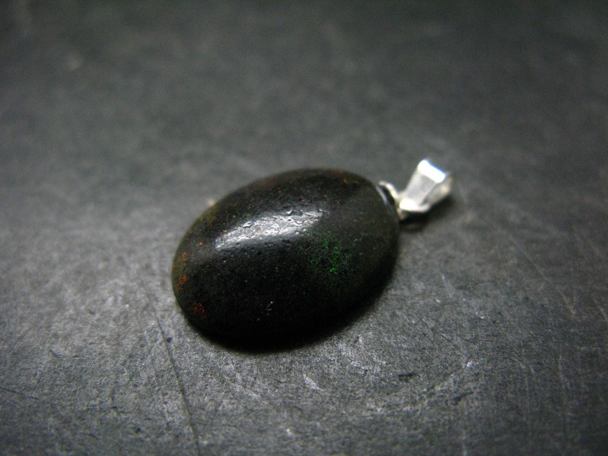 Rare Black Opal Sterling Silver Pendant From Australia - 0.9" - 1.77 Grams