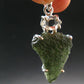 Moldavite & Herkimer Diamond Silver Pendant - 1.7" - 6.7 Grams