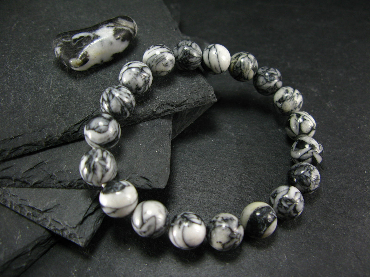 Pinolite Pinolith Genuine Bracelet ~ 7 Inches ~ 10mm Round Beads