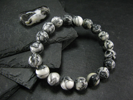 Pinolite Pinolith Genuine Bracelet ~ 7 Inches ~ 10mm Round Beads