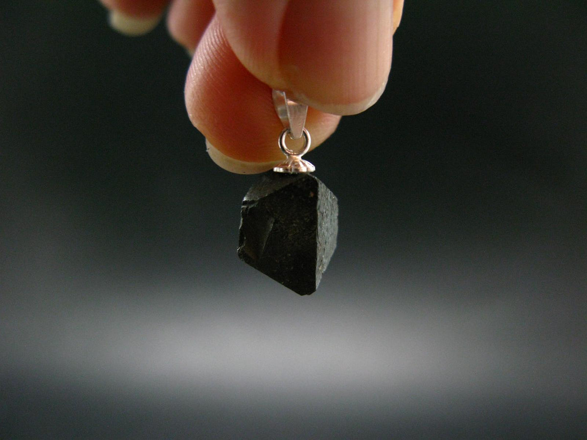 Magnetite Crystal Silver Pendant From Bolivia - 0.7" - 1.84 Grams