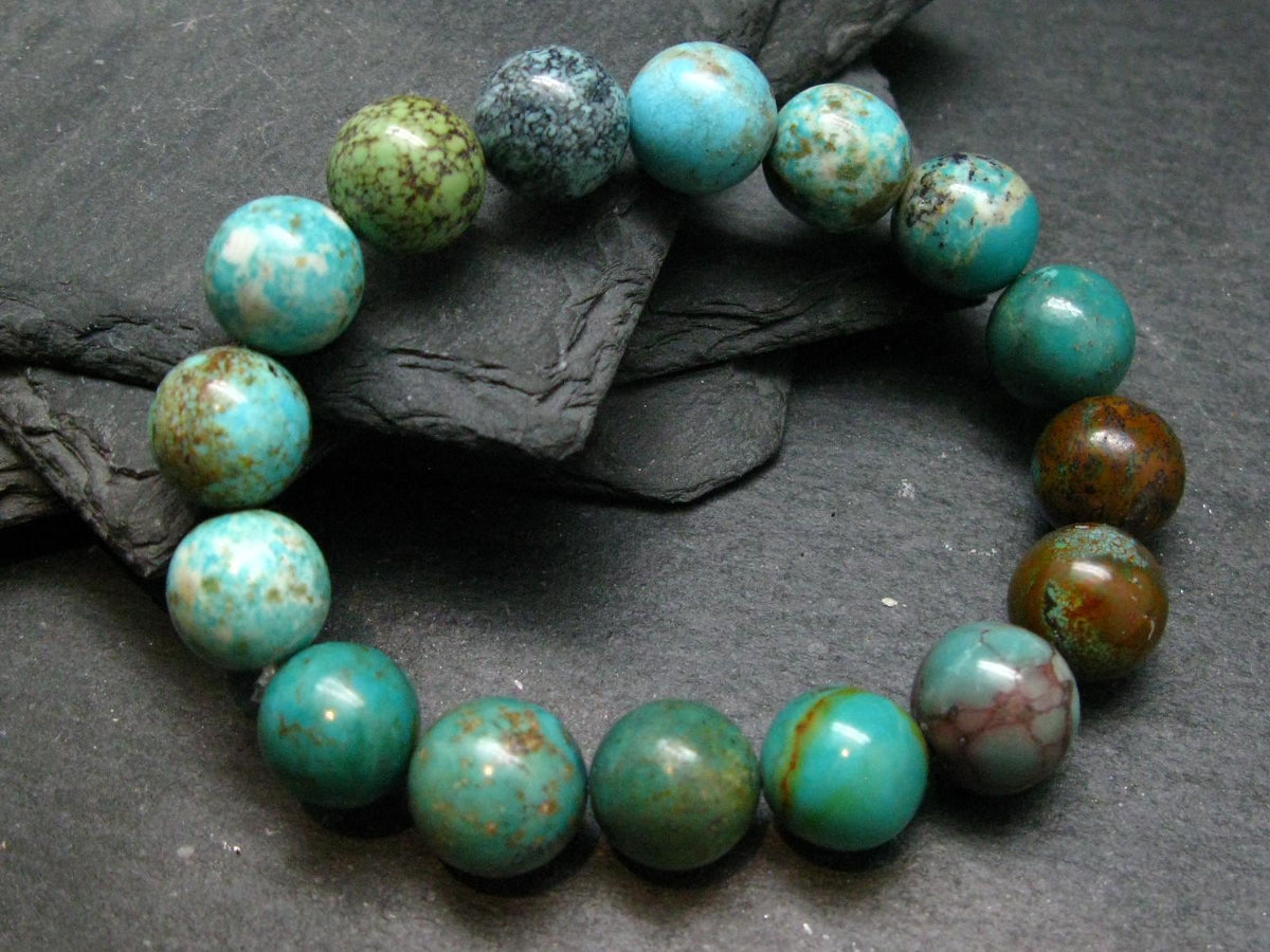 Turquoise Genuine Untreated Bracelet ~ 7 Inches ~ 12mm Round Beads