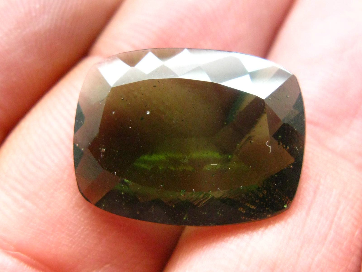 Moldavite Tektite Gem Cut Facetted Stone from Czech Republic - 14.50 Carats - 20x15mm