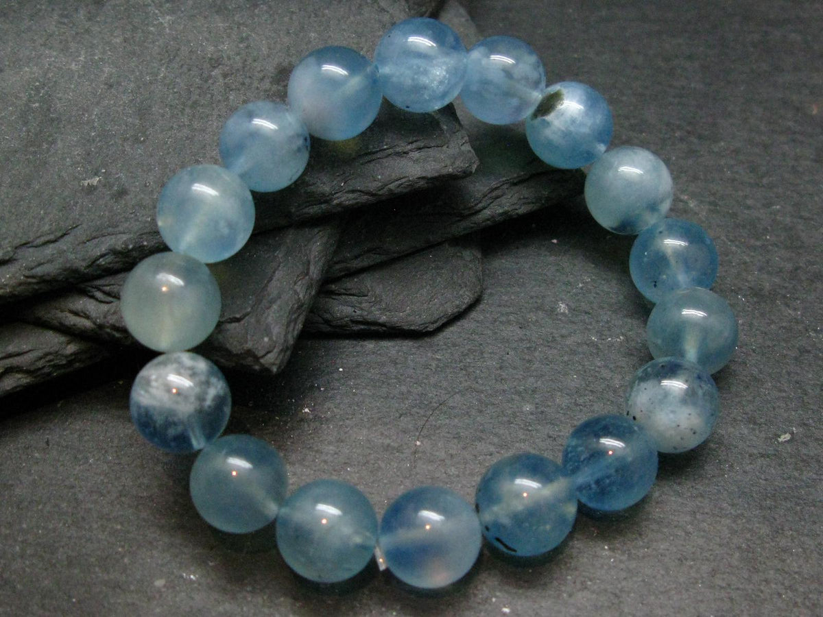 Santa Maria Aquamarine Genuine Bracelet ~ 7 Inches ~ 12mm Round Beads