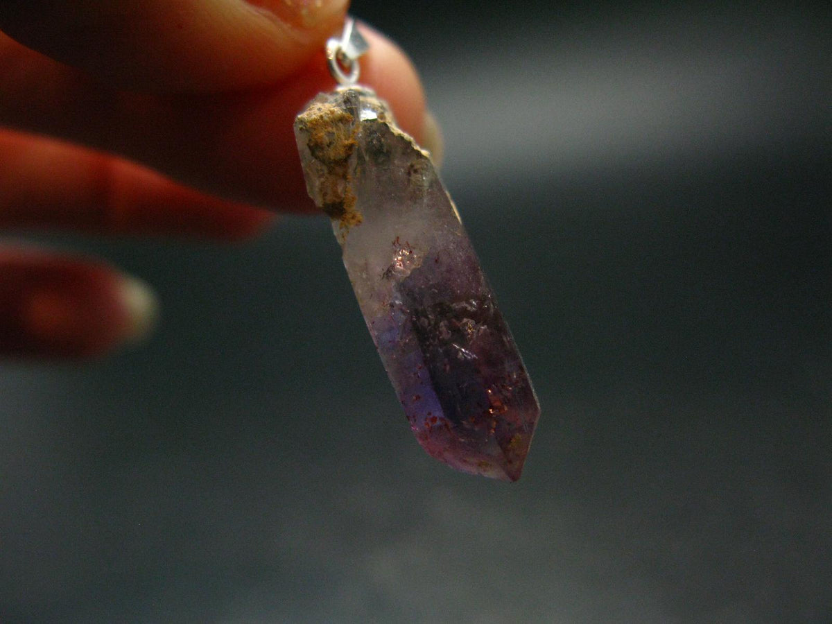Rare Brandenberg Brandberg Amethyst Quartz Silver Pendant From Namibia - 1.2" - 2.12 Grams