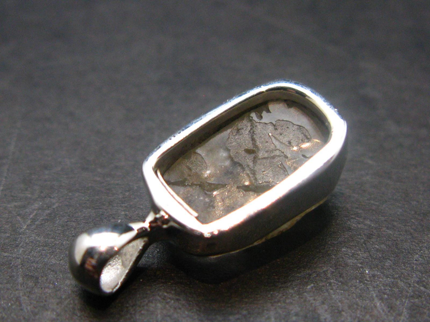 Gray Herderite Silver Pendant from Africa - 0.7" - 1.38 Grams