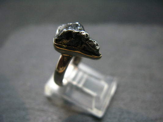 Large Meteorite Campo Del Cielo Sterling Silver Ring From Argentina - 3.58 Grams - Size 6