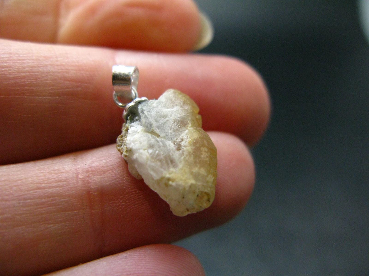 Gem Beryllonite Crystal Silver Pendant from Brazil - 0.9" - 6.15 Carats