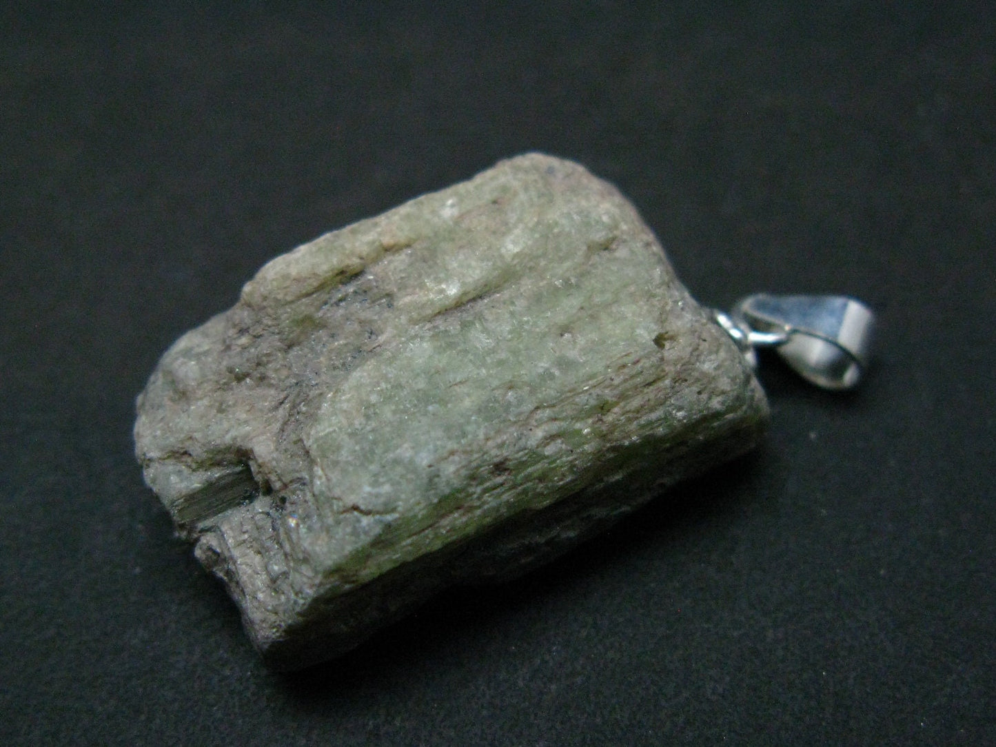 Green Kyanite Crystal Silver Pendant From Tanzania - 1.2" - 7.02 Grams