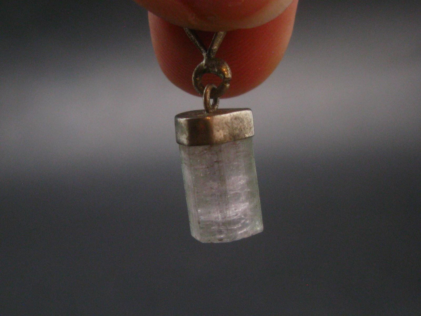 Rare Gem Watermelon Gem Tourmaline Crystal Silver Pendant From Brazil - 1.0"