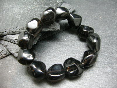 Apache Tears Obsidia Genuine Bracelet ~ 7 Inches ~ 16mm Beads