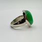 Chrysoprase Oval Ring – Natural Green Chalcedony Sterling Silver Statement Jewelry - Size 8.5