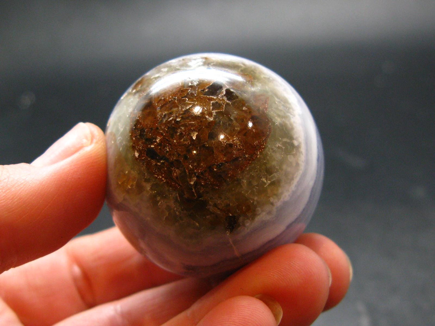 Rare Blue Lace Holly Chalcedony Agate Sphere From Malawi - 1.5"