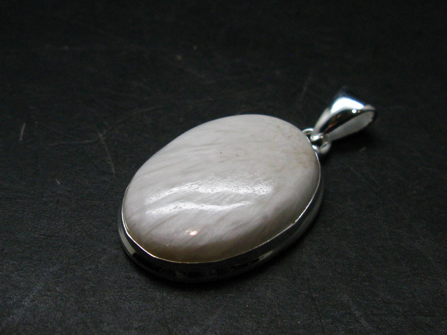 Scolecite Silver Plated Pendant From India - 1.5" - 6.42 Grams