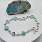Larimar and Blue Topaz Silver Bracelet Ocean Gemstone Adjustable Link Bracelet Gift