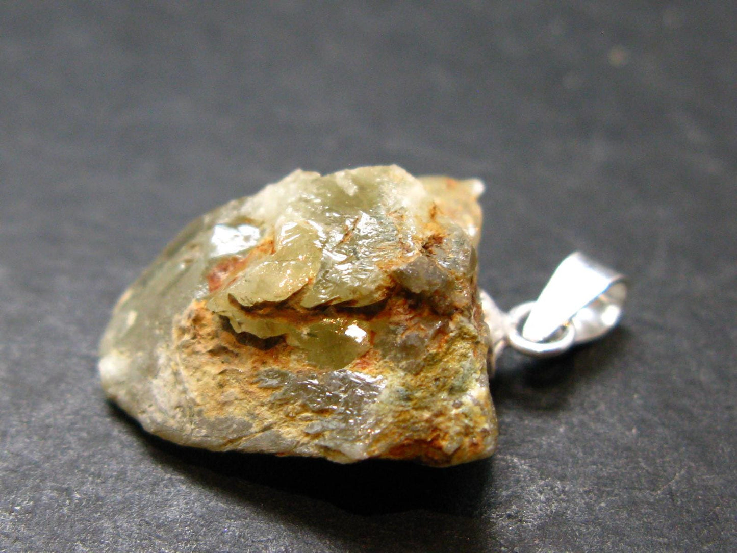 Rare Titanite Sphene Crystal Silver Pendant From Tanzania - 0.9" - 3.19 Grams