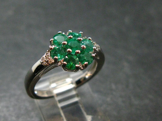 Emerald Faceted Silver Ring from Colombia - 3.55 Grams Total - Size 7