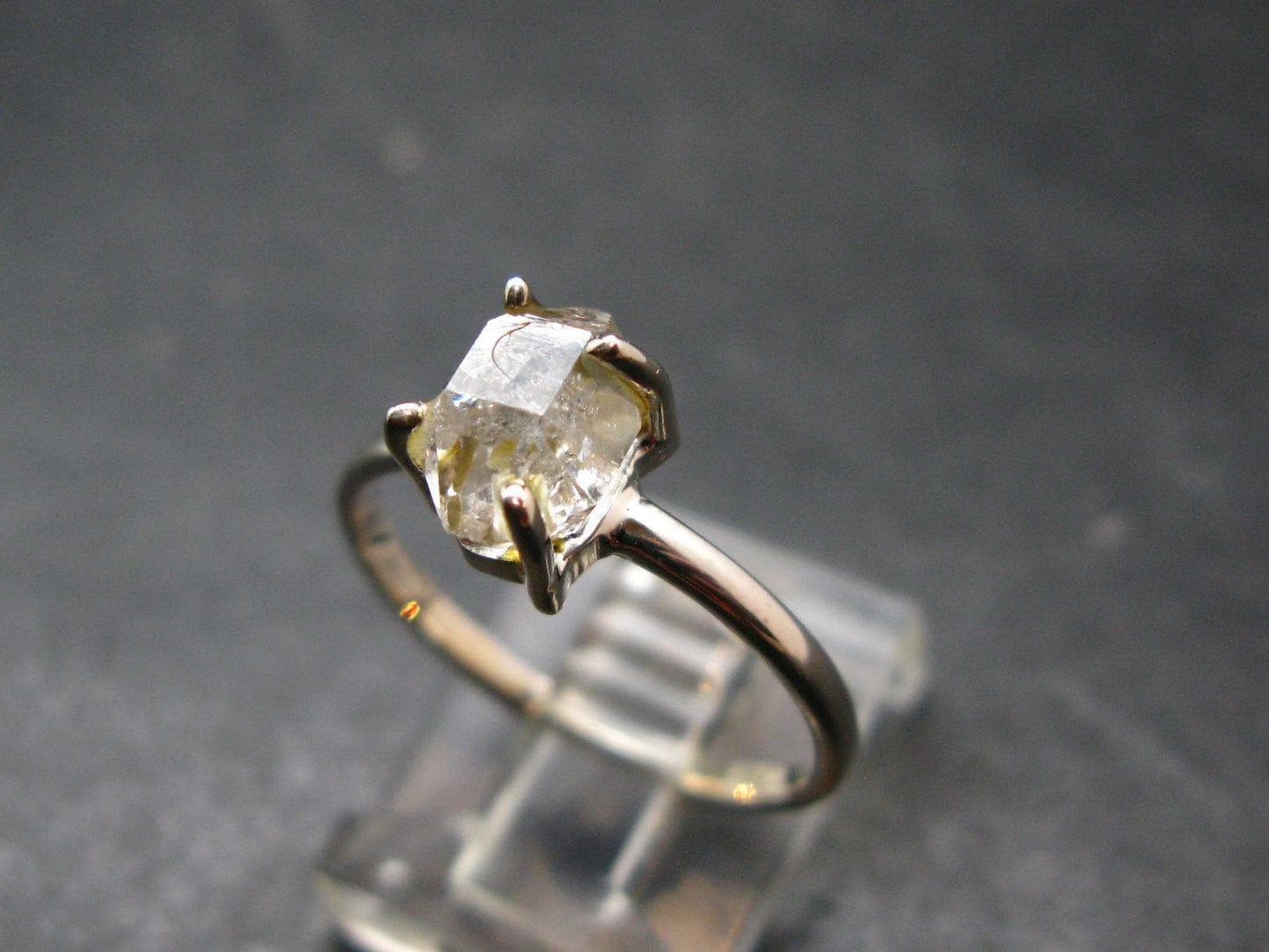 Fine Clear Natural Herkimer Diamond Silver Ring From New York - Size 8 - 1.79 Grams