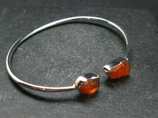 Fire Opal Silver Twister Bracelet From Mexico - 5.04 Grams
