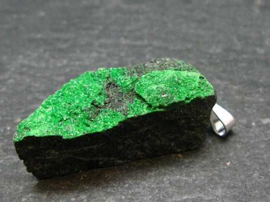 Uvarovite (Green Chromium Garnet) Cluster Silver Pendant From Russia - 1.3" - 9.43 Grams
