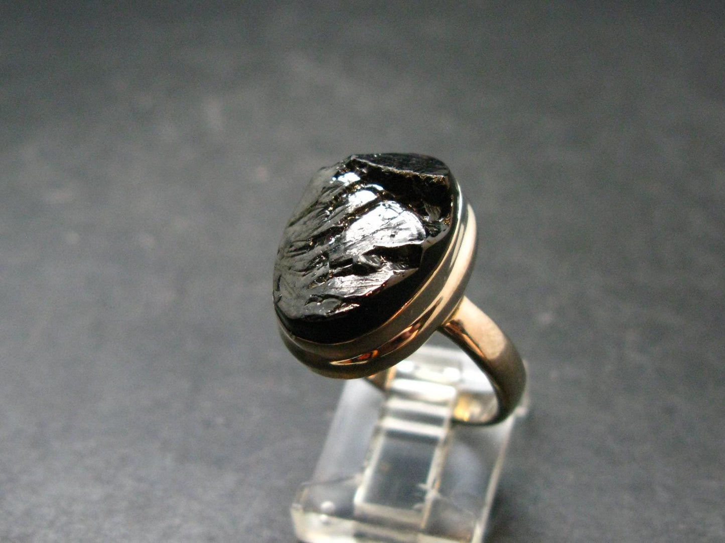 Unpolished Elite Shungite Silver Ring from Russia - Size 8 - 5.35 Grams
