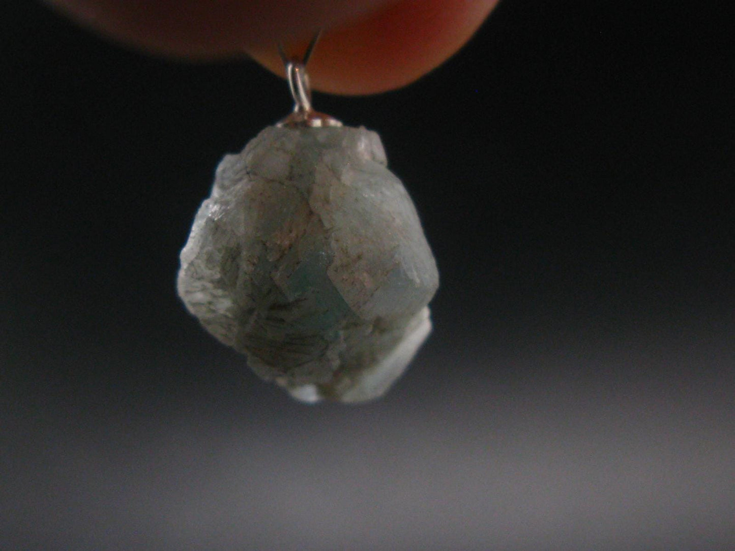 Rare Raw Blue Euclase Gem Crystal Silver Pendant from Brazil - 0.9" - 3.23 Grams