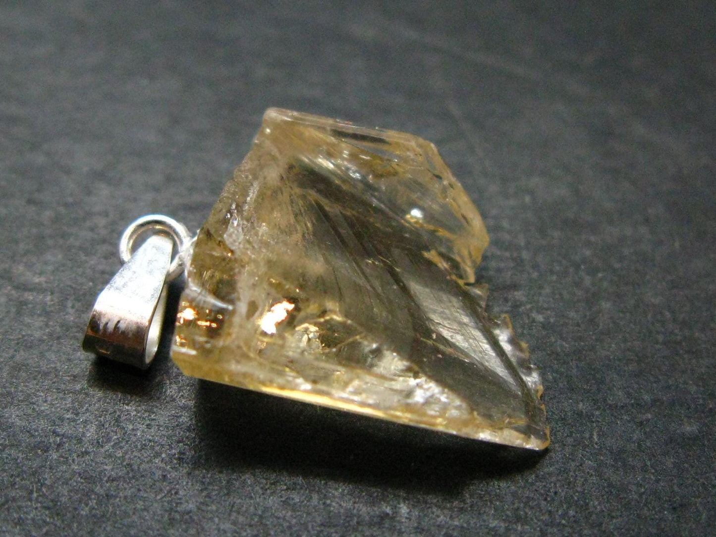 Natural Gemmy Imperial Topaz Crystal Pendant In Sterling Silver From Zambia - 0.9" - 1.66 Grams
