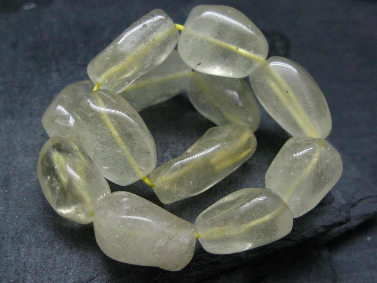 Libyan Tektite Glass Genuine Bracelet ~ 7 Inches ~ 15mm Tumbled Beads