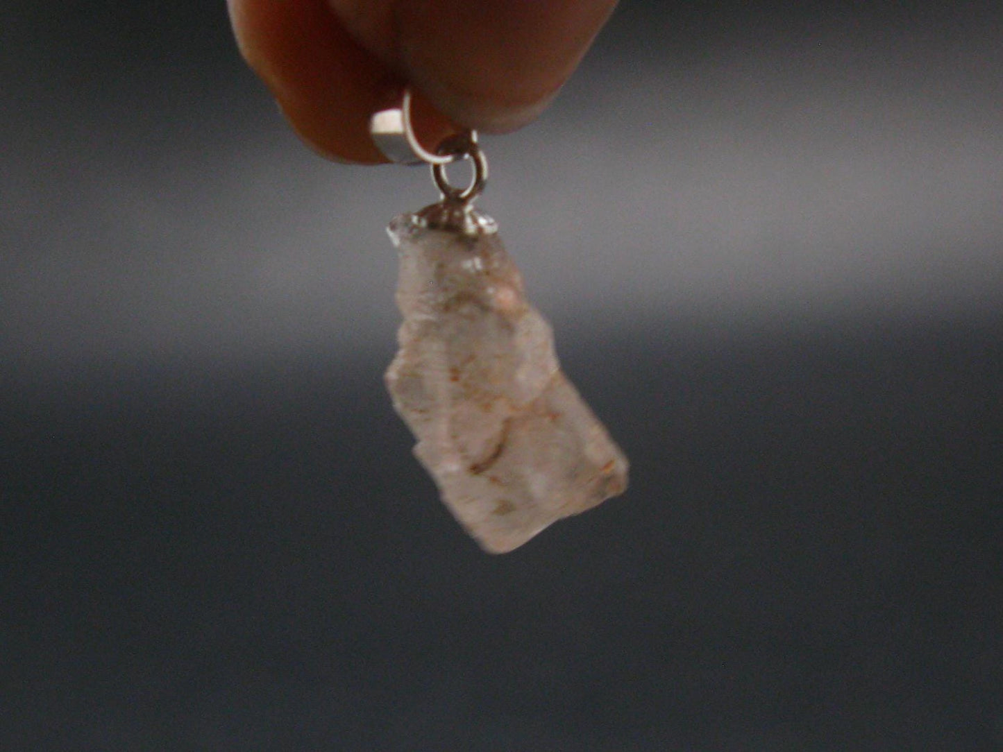 Rare Terminated Gemmy Nirvana (Pink Ice) Quartz Crystal Silver Pendant from the Himalayas - 0.8" - 1.5 Grams
