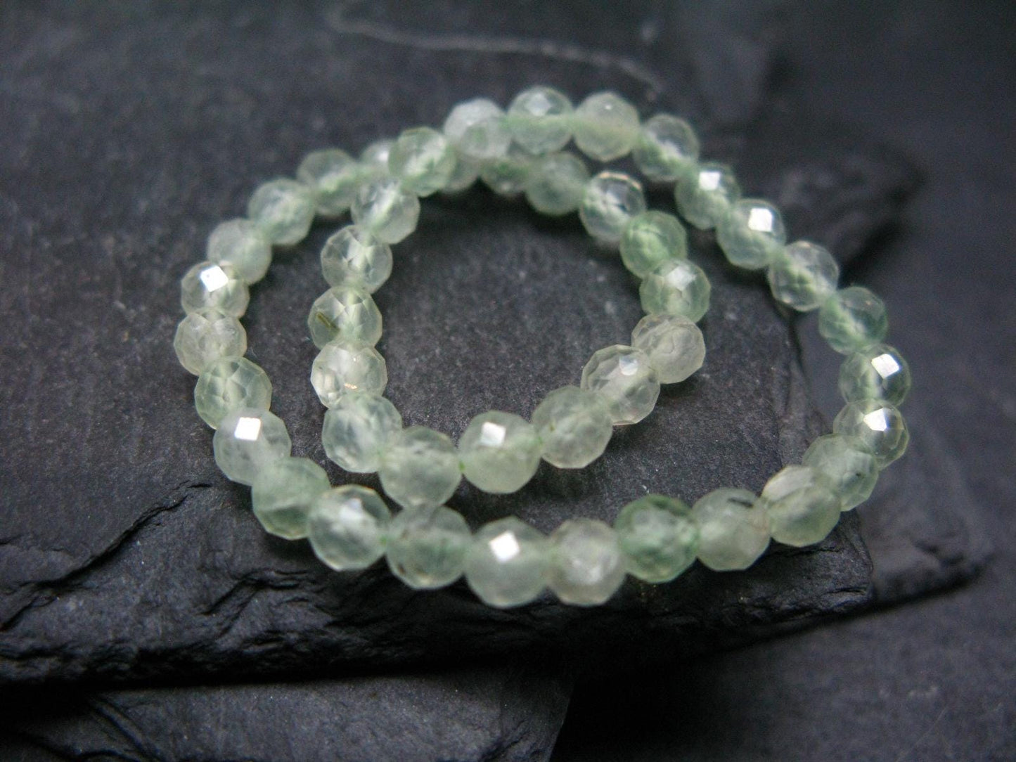 Prehnite & Epidote Genuine Bracelet ~ 7 Inches ~ 4mm Facetted Beads