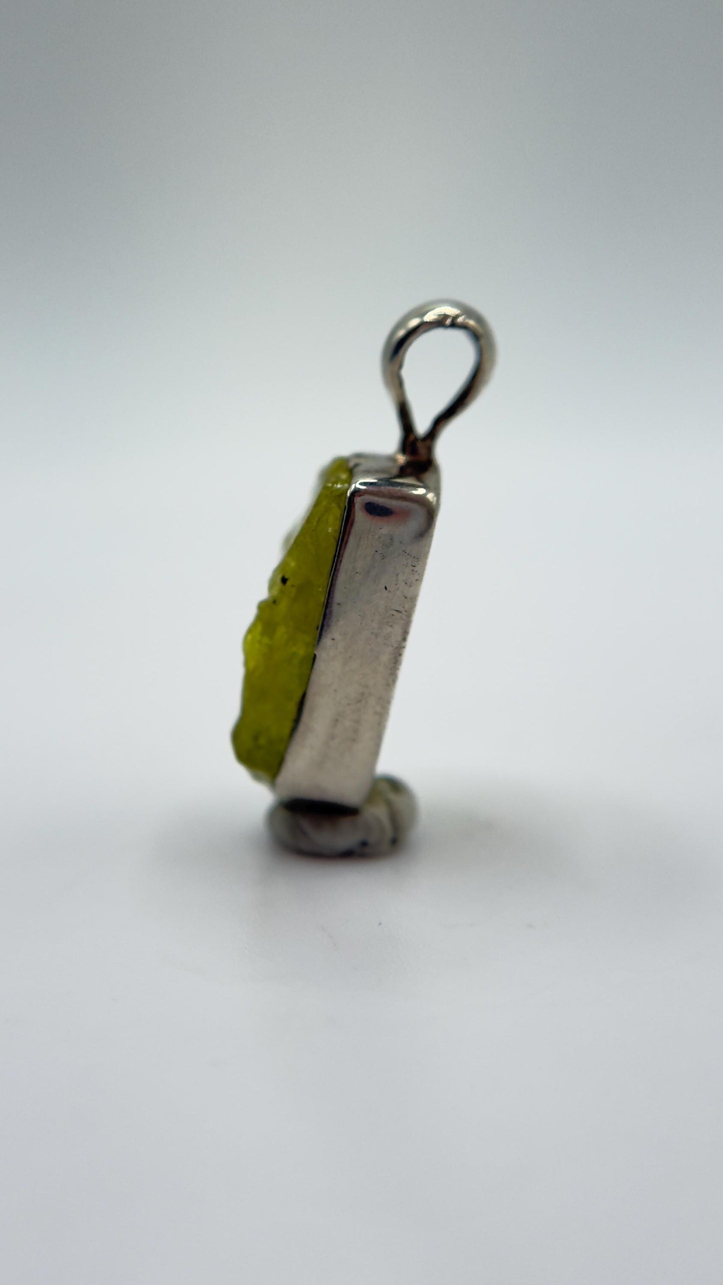 Chrysoberyl Raw Stone Pendant Green Yellow Gemstone Silver Necklace Pendant Natural Crystal Jewelry Gift
