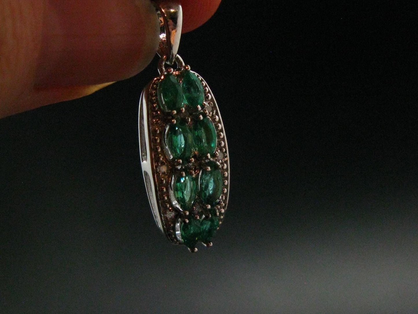 Emerald Silver Pendant W/Chain From Colombia - 3.68 Grams Total