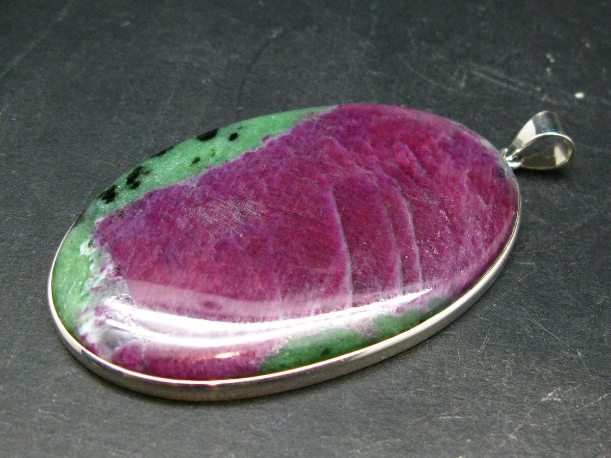 Ruby In Zoisite Silver Pendant from Tanzania - 3.3"