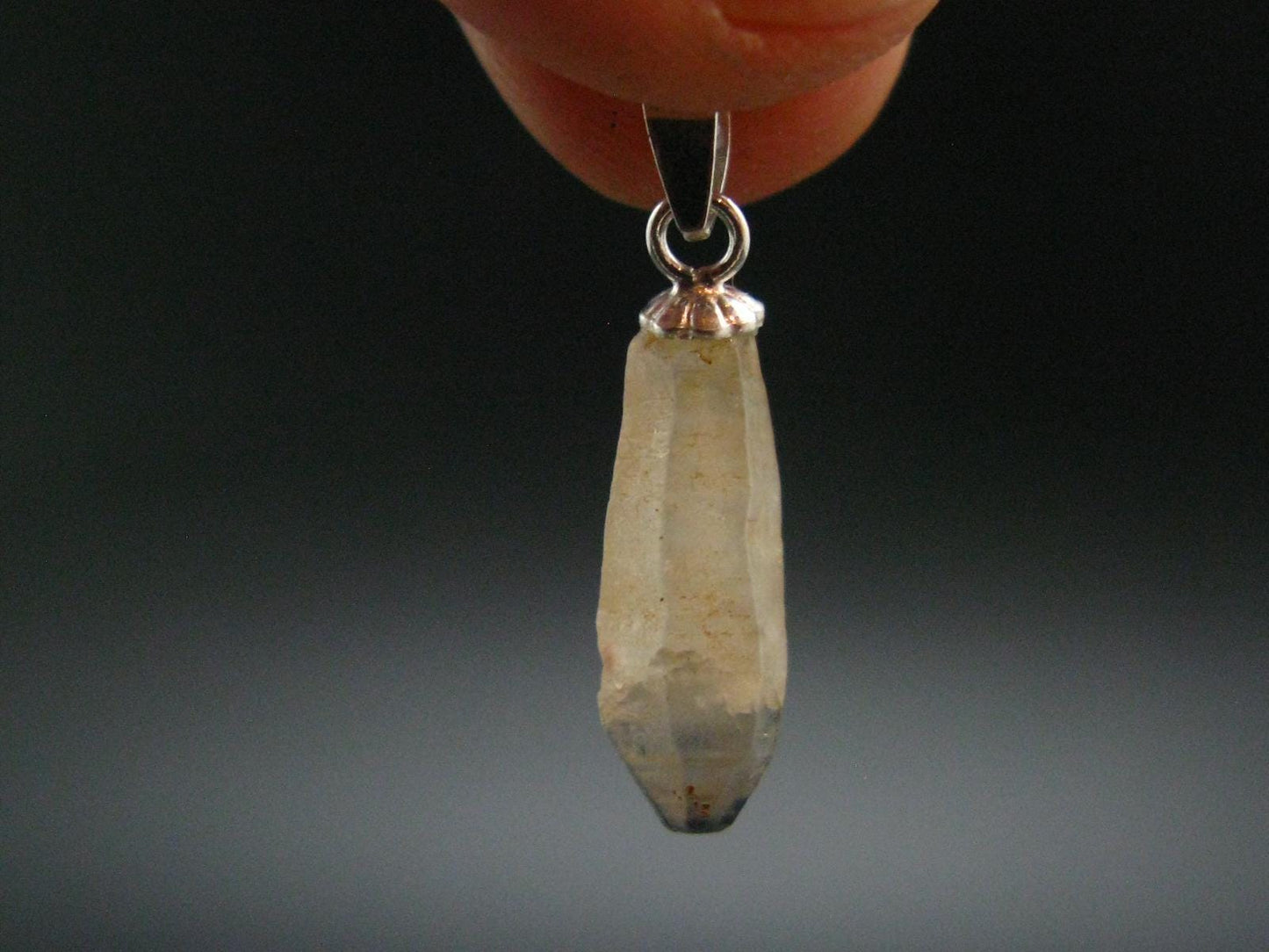 Yellow Terminated Sapphire Corundum Crystal Silver Pendant From Sri Lanka - 0.9" - 5.90 Carats