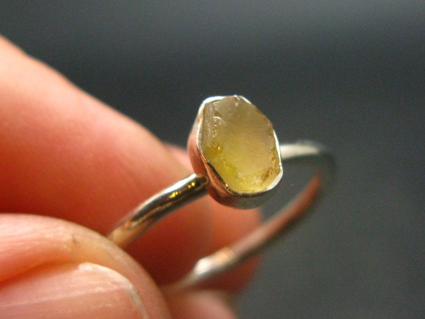 Libyan Tektite Sterling Silver Ring from Libya - Size 6 - 1.76 Grams