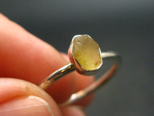 Libyan Tektite Sterling Silver Ring from Libya - Size 6 - 1.76 Grams