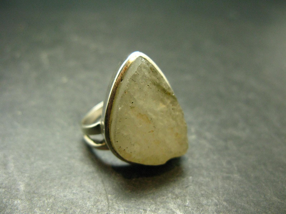 Natural Gem Raw Libyan Desert Glass Tektite Sterling Silver Ring from Libya - Size 9.75 - 9.77 Grams