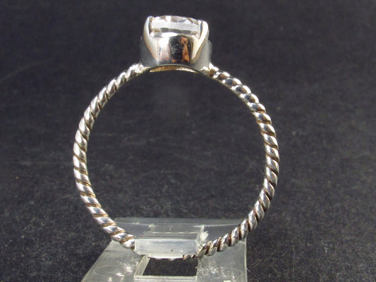 Natural Facetted Clear Quartz Crystal Sterling Silver Ring from Brazil - 2.0 Grams - Size 9.5