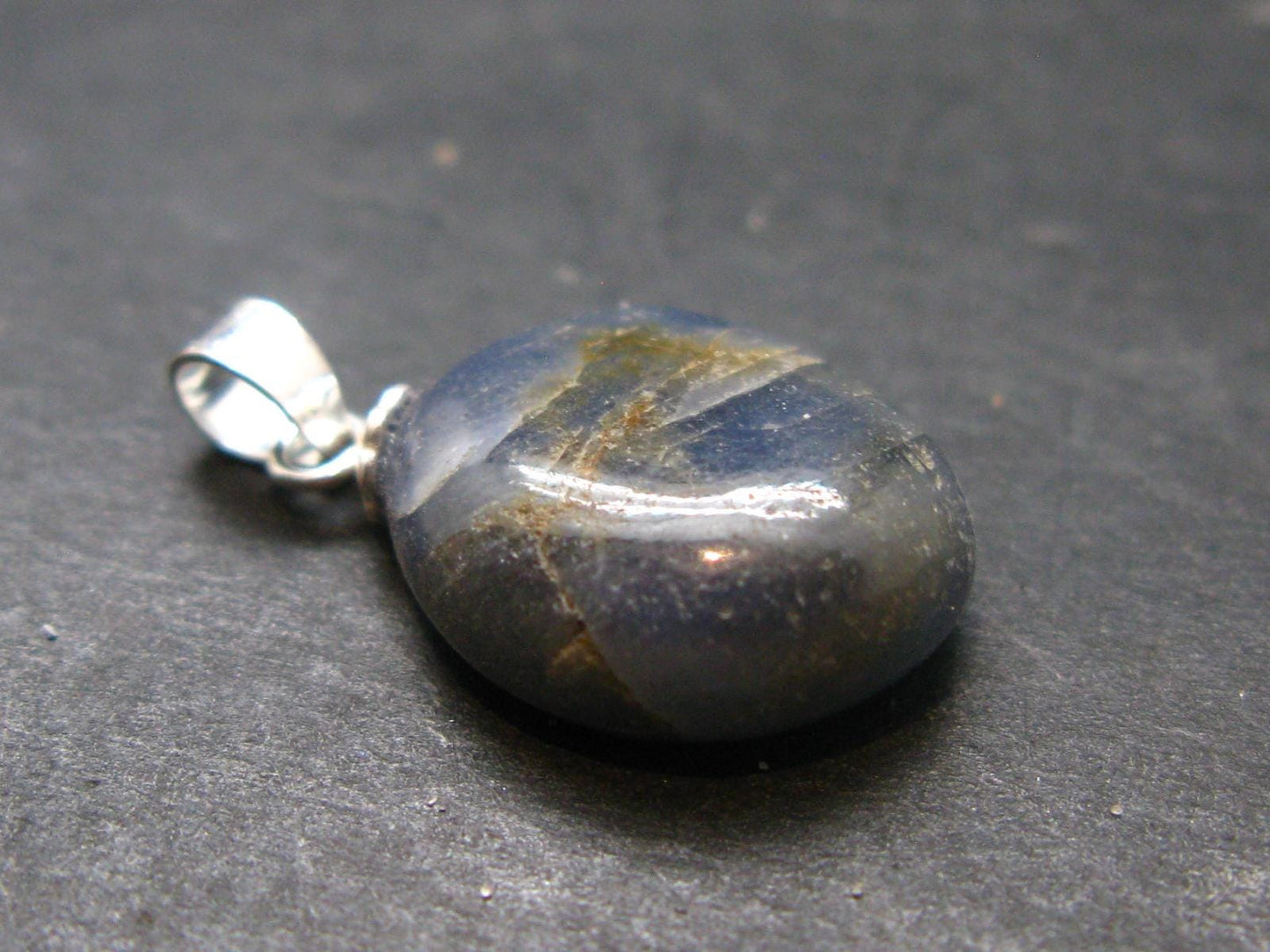 Gem Blue Sapphire Corundum Crystal Silver Pendant From Sri Lanka - 13 Carats