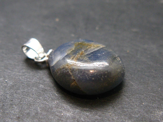 Gem Blue Sapphire Corundum Crystal Silver Pendant From Sri Lanka - 13 Carats
