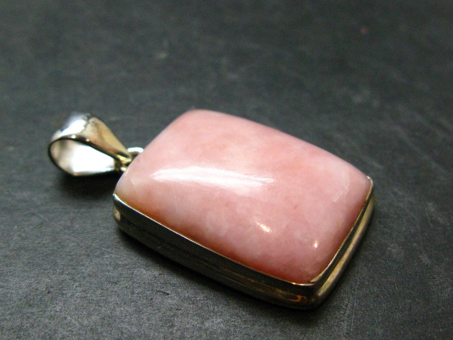 Pink Opal Sterling Silver Pendant From Peru - 1.5"