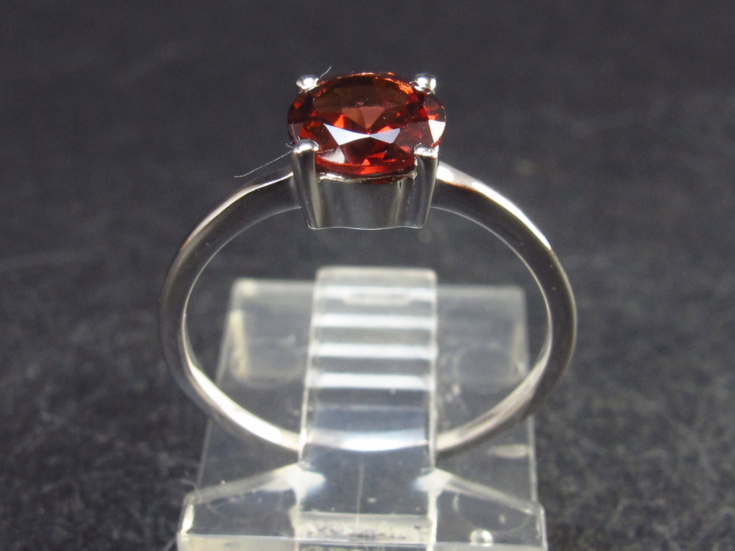 Natural Round Faceted Red Garnet Sterling Silver Ring - Size 5.25 - 1.17 Grams