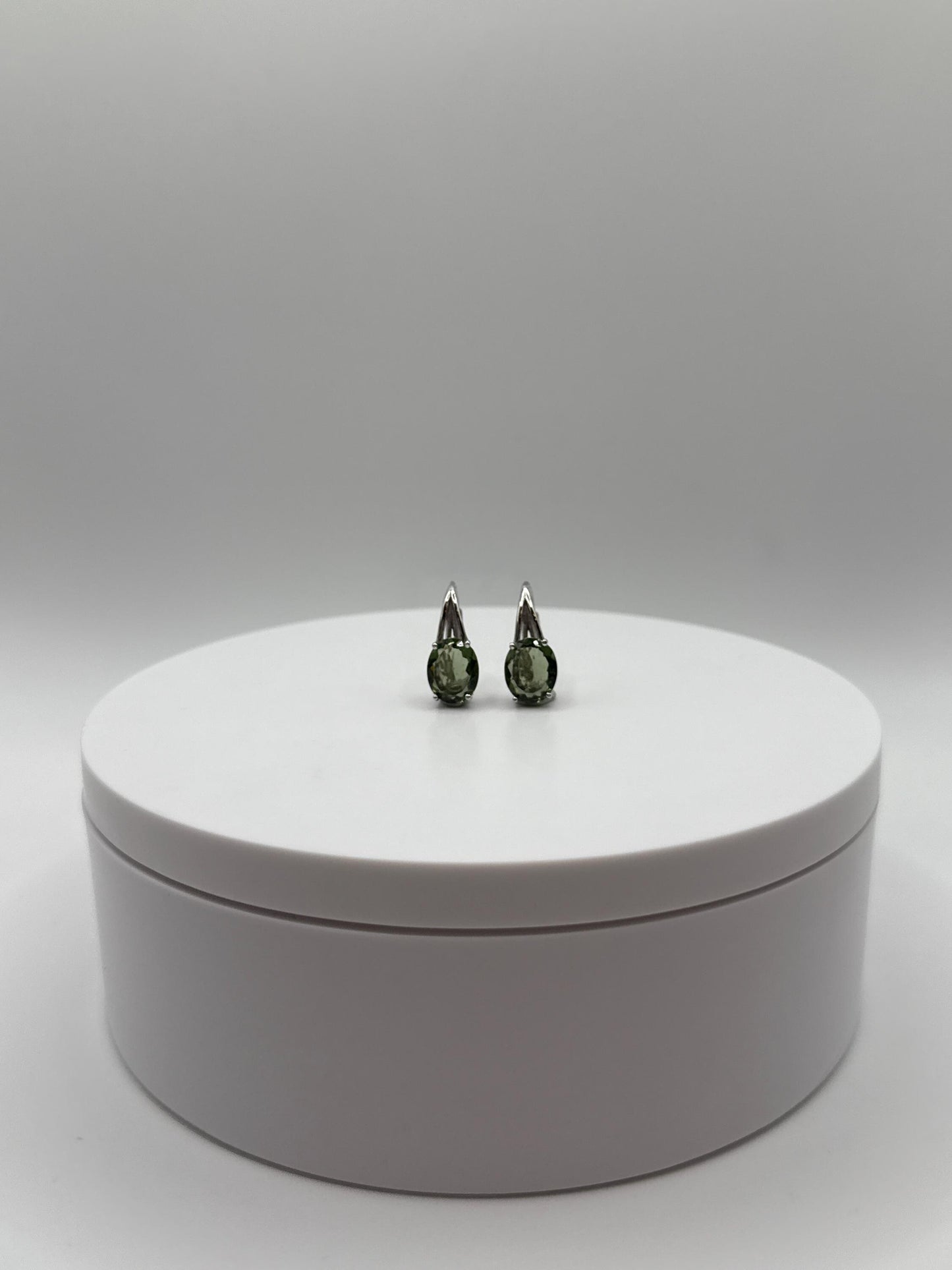 Minimalist Moldavite Earrings – Sterling Silver - Weight 2.94 Grams